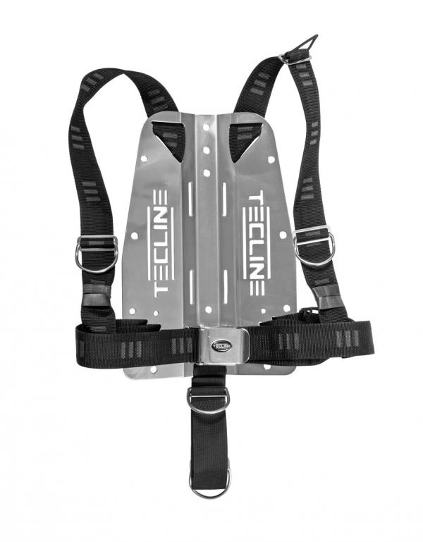 Tecline DIR Harness Backplate 3 mm Edestahl oder Alu mit weichem Gurtband Tecline DIR Harness Backplate 3 mm Edestahl oder Alu mit weichem Gurtband